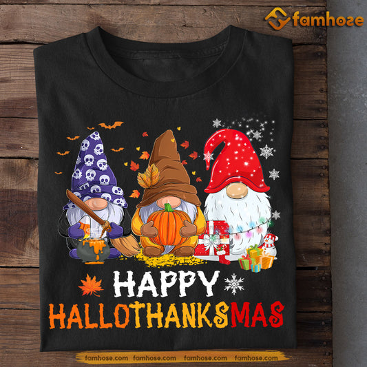 Halloween Gnomie T-shirt, Happyhallothanksmas, Spooky Season Gift For Gnomies Lovers