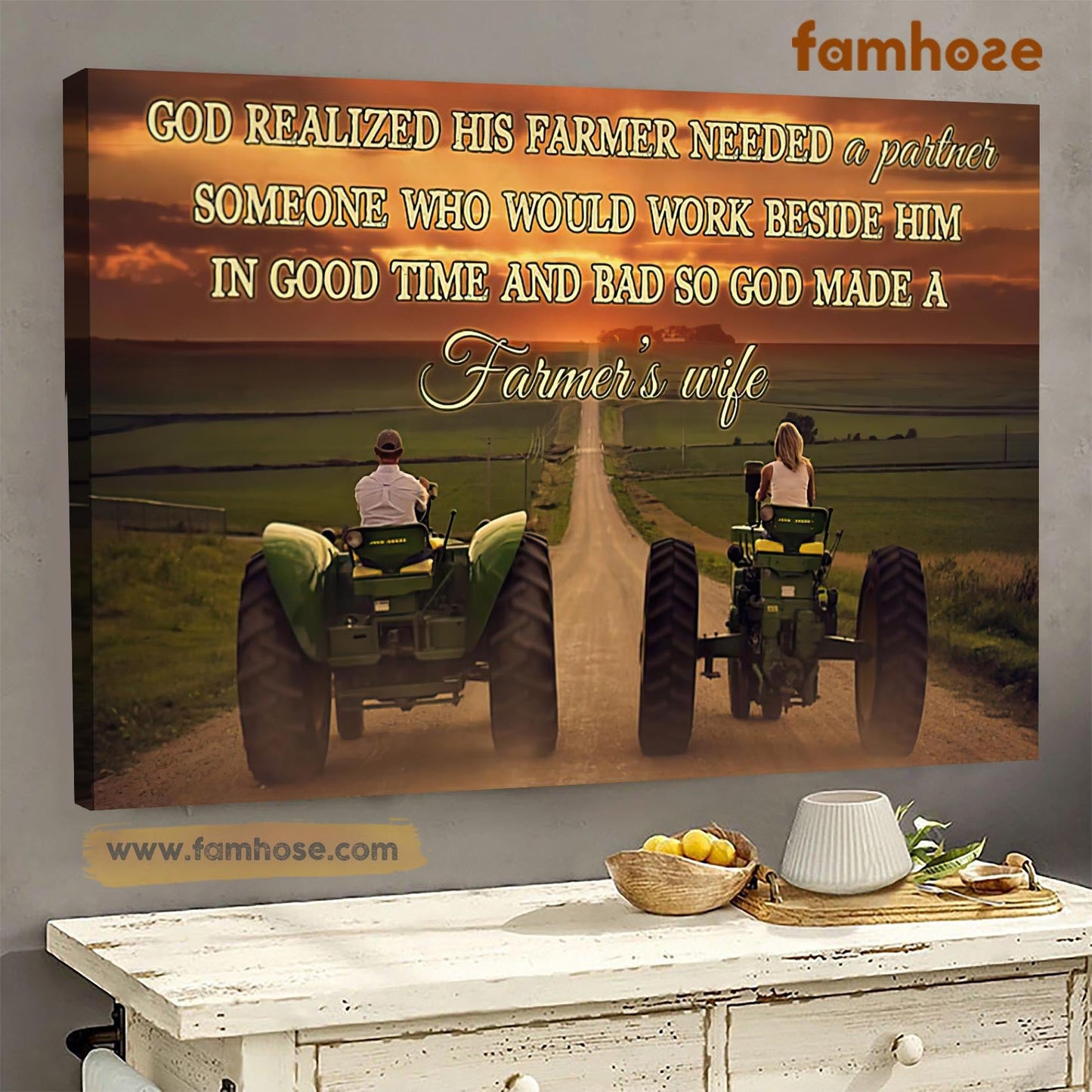 Farm Poster & Canvas, Someone Who Would Work Beside Him God Made A Farmer's Wife, Farmer Canvas Wall Art, Poster Gift For Farm Lovers