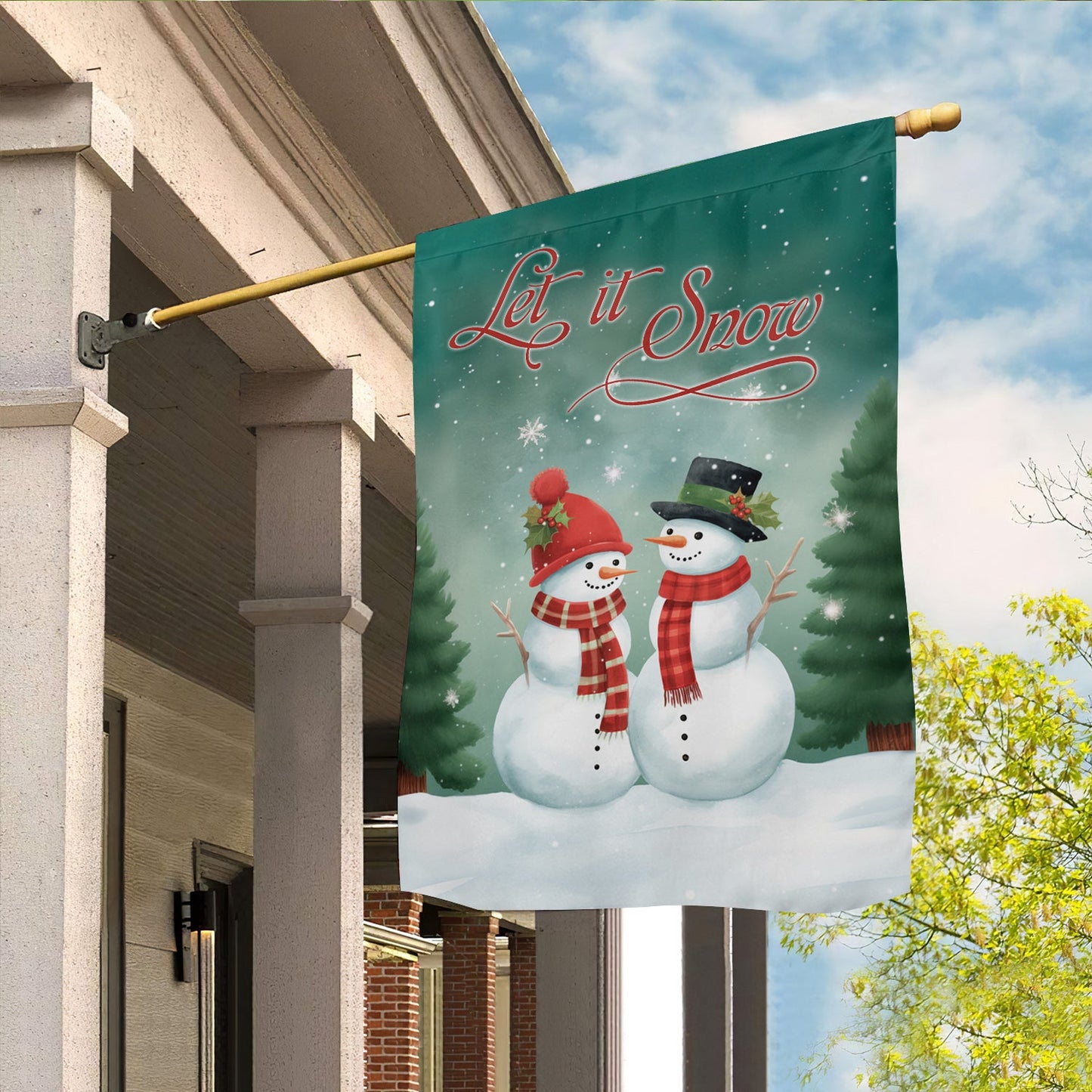 Couple Snowman Let It Snow, Christmas Garden Flag - House Flag, Christmas Flag Gift For Decor