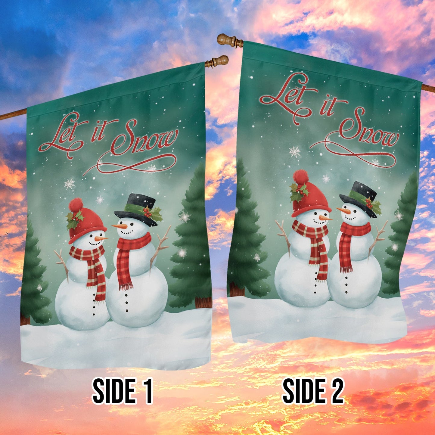 Couple Snowman Let It Snow, Christmas Garden Flag - House Flag, Christmas Flag Gift For Decor