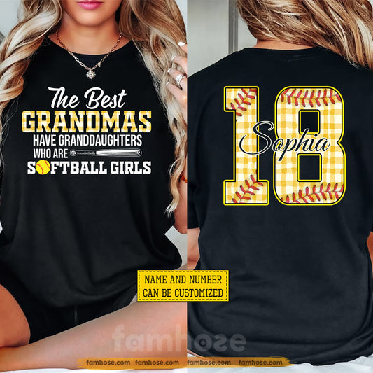 Personalized Softball Grandma Two-sided T-shirt, The Best Grandmas Have Granddaughters Sport Tees Gift For Softball Lovers