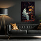 Vintage Ghost Playing Video Game Canvas Art Print - Dark Surreal Gothic Boo Ghost Halloween Wall Decor