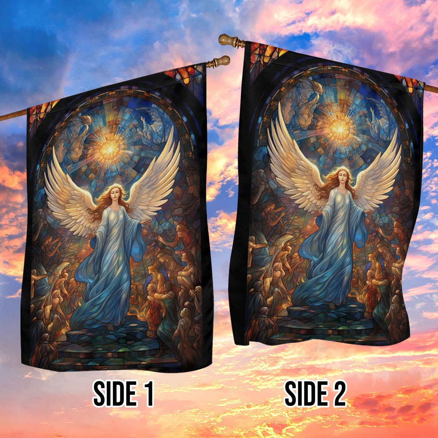 Guardian Angel In Celestial Glory, Christmas Garden Flag - House Flag, Flag Gift For Angel Lovers