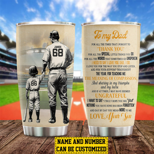 Personalized Baseball Mom & Son Stainless Steel Tumbler, Behind Every Baseball Player Sport Travel Mug Tumblers Mother's Day Gift For Mom From Baseball Boy (Copy)