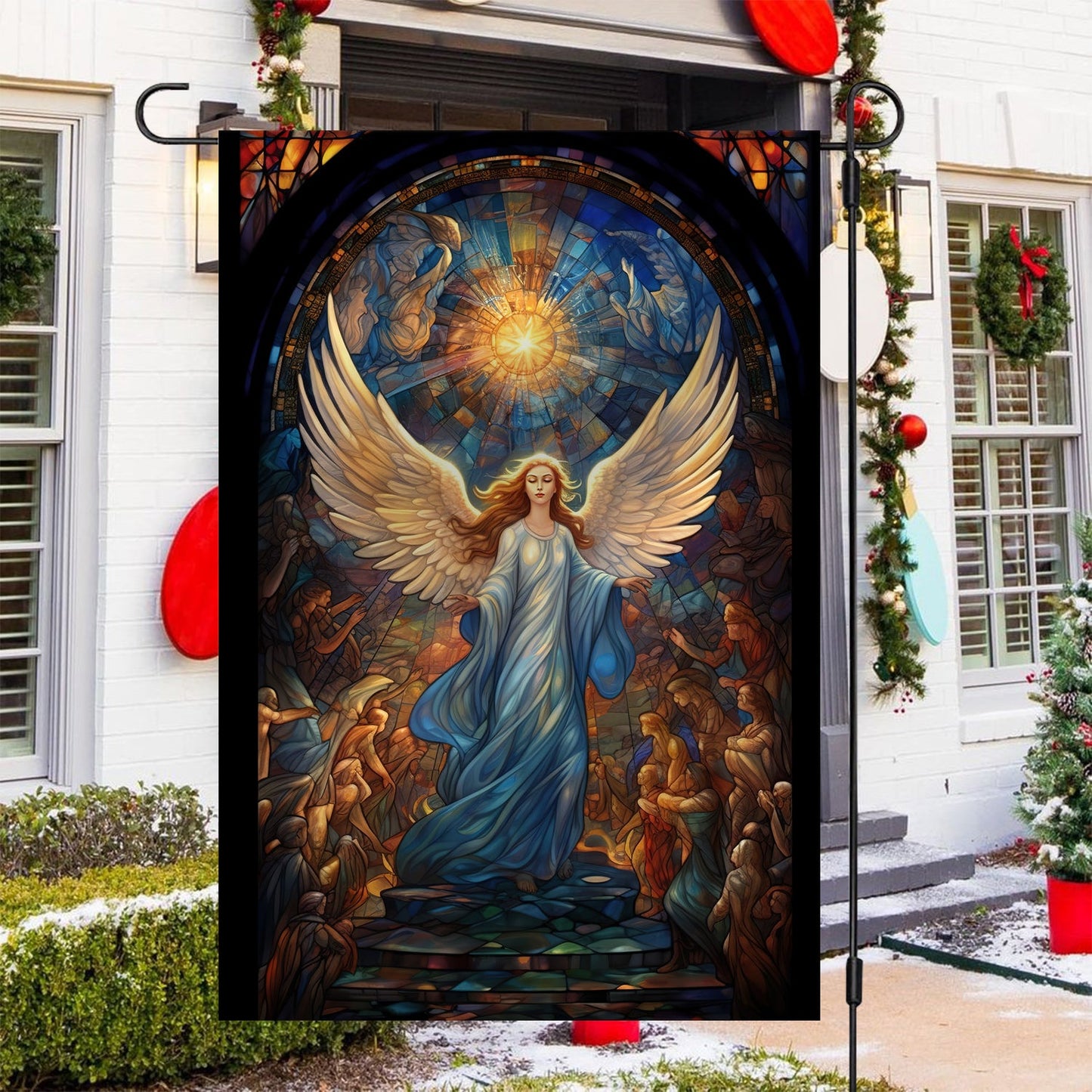 Guardian Angel In Celestial Glory, Christmas Garden Flag - House Flag, Flag Gift For Angel Lovers