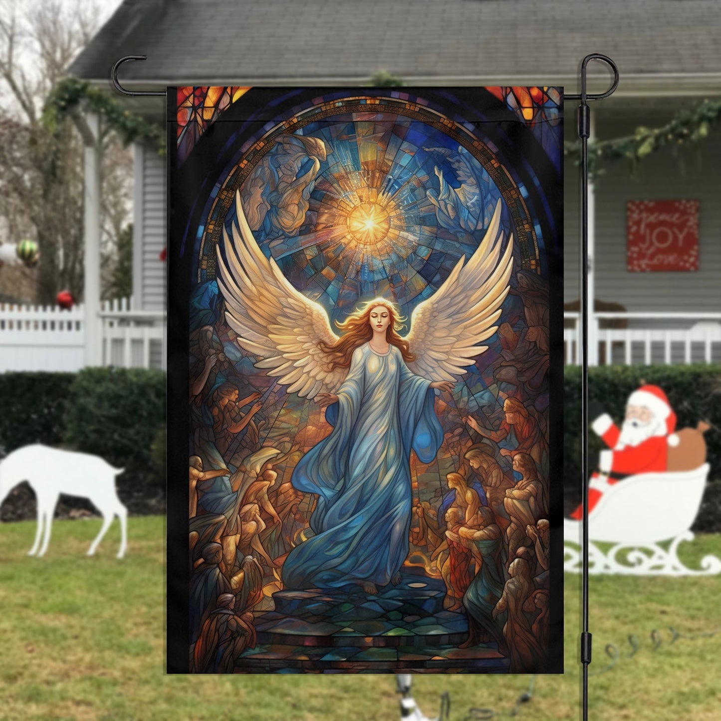 Guardian Angel In Celestial Glory, Christmas Garden Flag - House Flag, Flag Gift For Angel Lovers