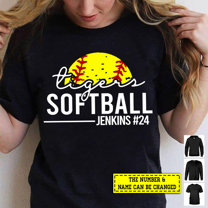 Personalized Softball T-shirt, Tiger, Gift For Softball Lovers, Softball Tees, Softball Girls