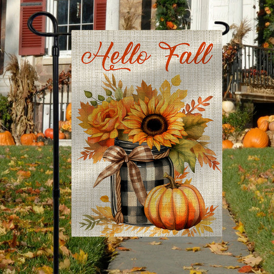 Autumn Embrace Sunflowers and Pumpkins Flag, Hello Fall, Garden Flag - House Flag Decor, Thanksgiving Flag Gift