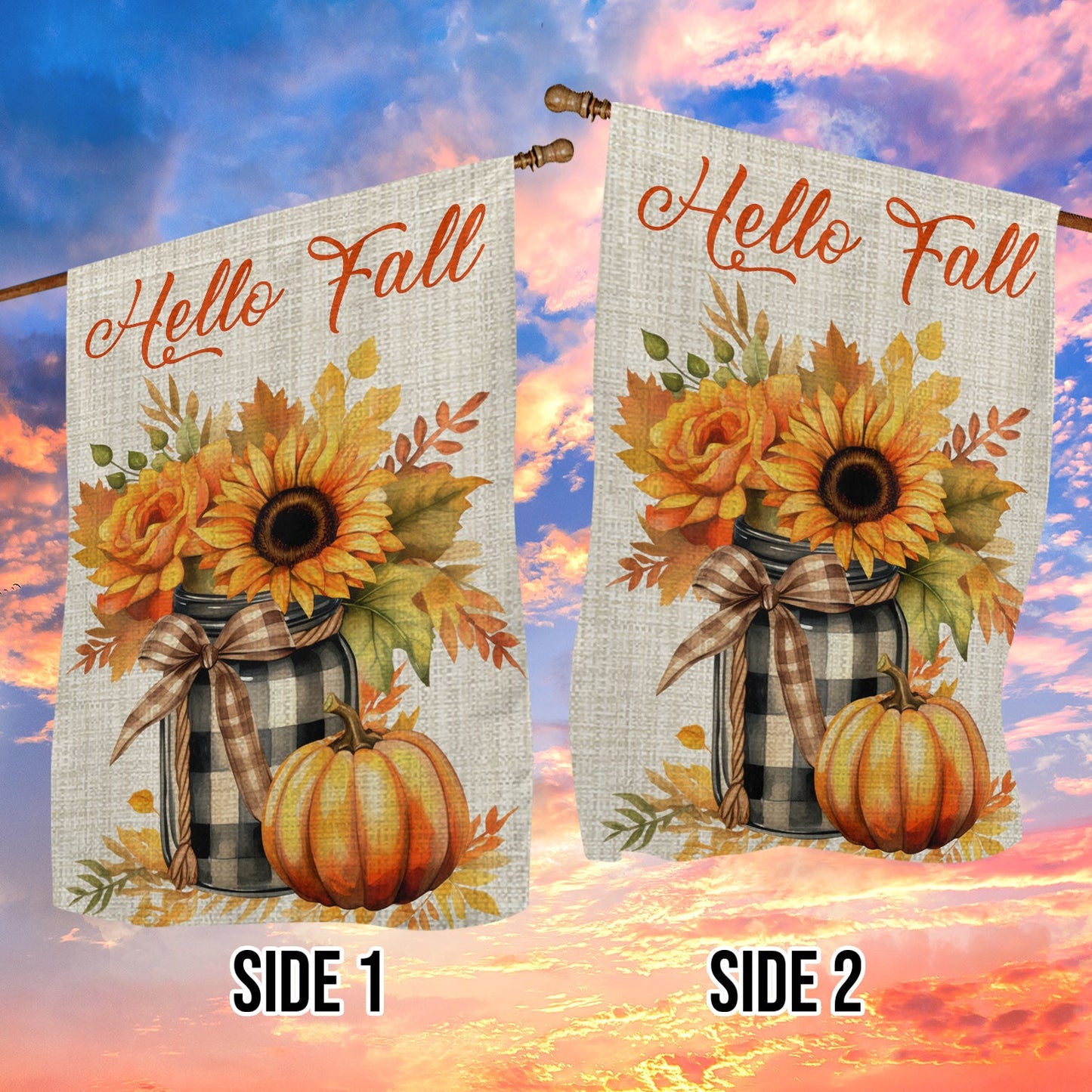 Autumn Embrace Sunflowers and Pumpkins Flag, Hello Fall, Garden Flag - House Flag Decor, Thanksgiving Flag Gift