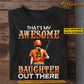 Personalized Softball Parents Daughter T-shirt, That's My Awesome Daughter Out There Sport Tee Mother's Day Gift For Parents From Softball Girl