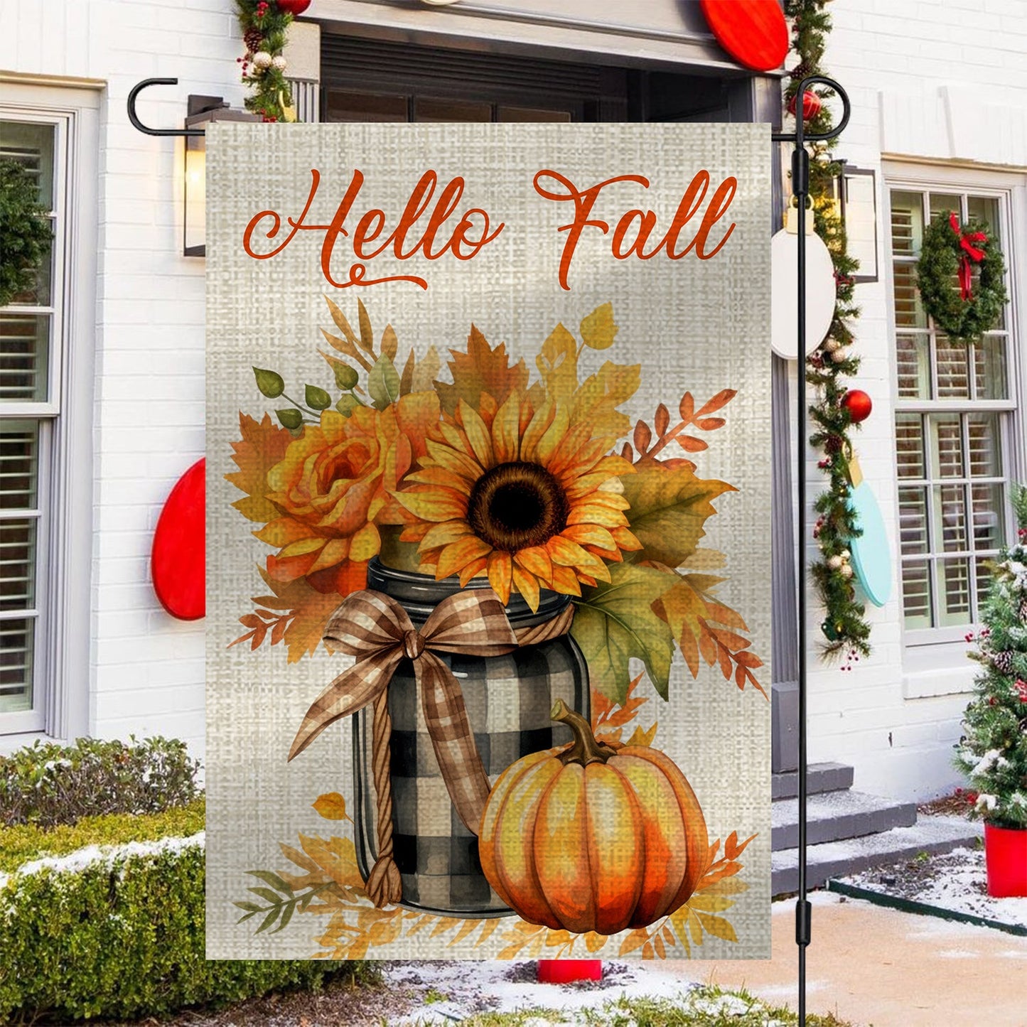 Autumn Embrace Sunflowers and Pumpkins Flag, Hello Fall, Garden Flag - House Flag Decor, Thanksgiving Flag Gift