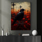 Blood Cemetery Crow Dark Vintage Halloween Canvas Painting, Wall Art Decor - Haunting Grave Black Raven Halloween Poster Gift