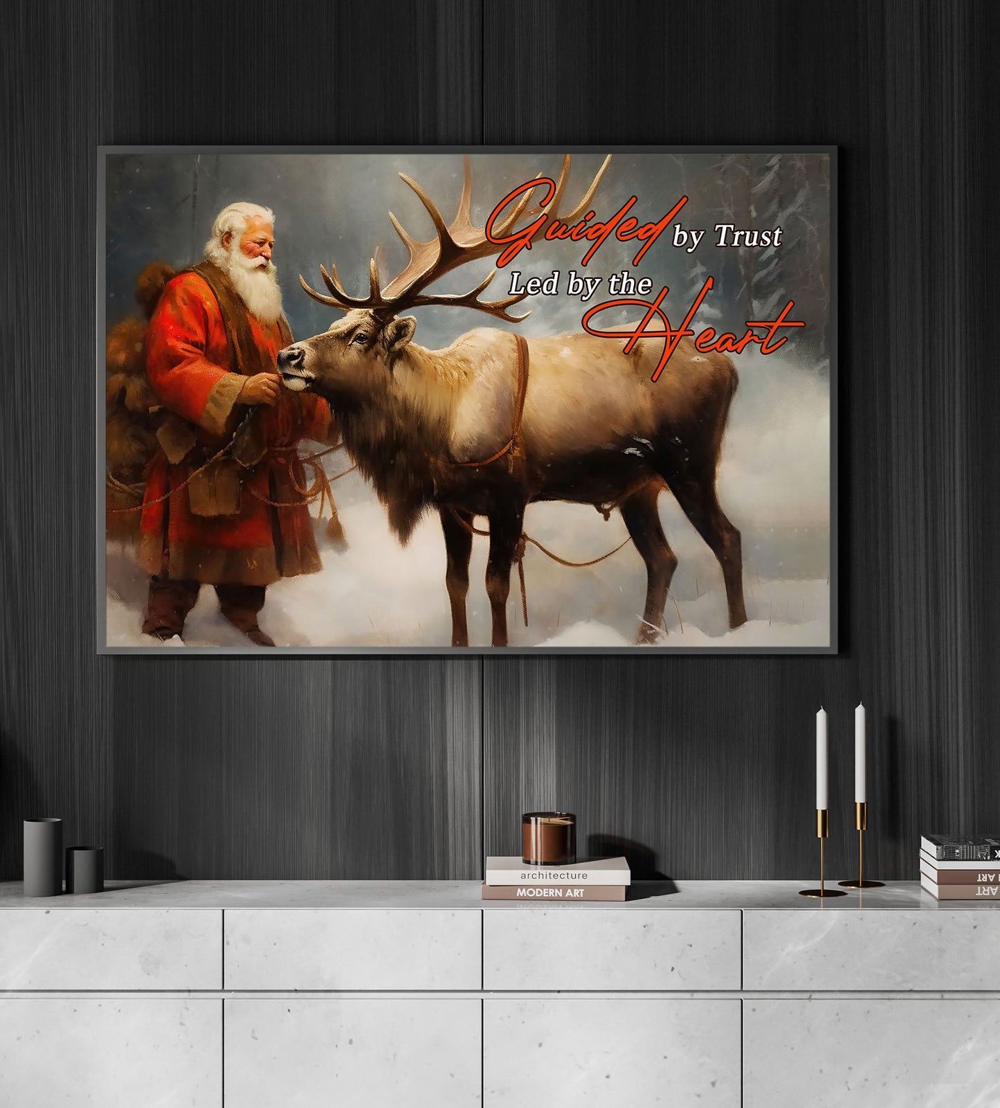 Guided By Trust Led By The Heart, Santa Claus Christmas Canvas Painting, Xmas Wall Art Decor - Christmas Poster Gift For Santa Claus Lovers