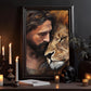 The Jesus And Lion Portrait, Jesus Canvas Painting, Christians Wall Art Decor, Religious Poster Gift