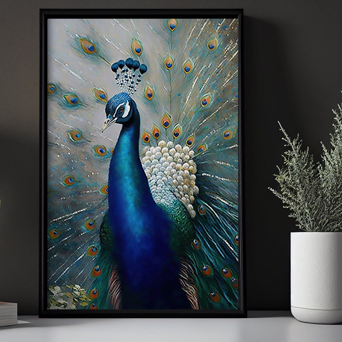 Majestic Captivating Peacock, Modern Canvas Painting, Wall Art Decor - Poster Gift For Peacock Lovers