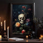 The Skull Hiding Flowers, Gothic Canvas Painting, Wall Art Decor - Vintage Skull Poster Gift