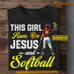 Personalized Softball Girl T-shirt, This Girl Runs On Jesus Softball, Gift For Softball Lovers, Softball Players