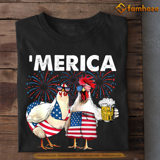 July 4th Chicken T-shirt, Merica Cheer Up With Me, Independence Day Gift For Chicken Lovers, Chicken Tees, Farmers