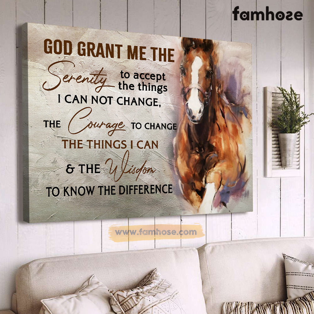 Horse Poster/Canvas, God Grant Me The Serenity To Accept The Things, Horse Canvas Wall Art, Poster Gift For Horse Lovers