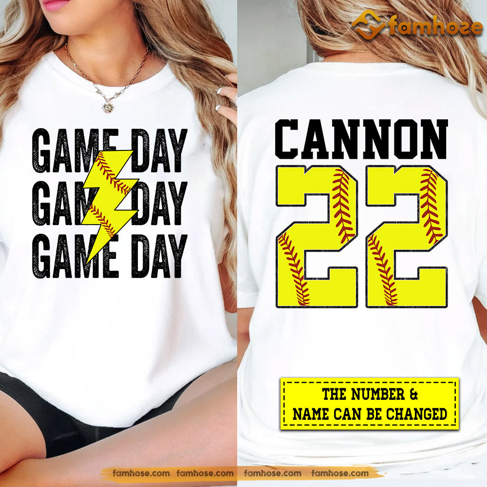 Personalized Softball T-shirt, Game Day Shirt Designed For Both Sides, Gift For Softball Lovers, Softball Tees, Softball Girls