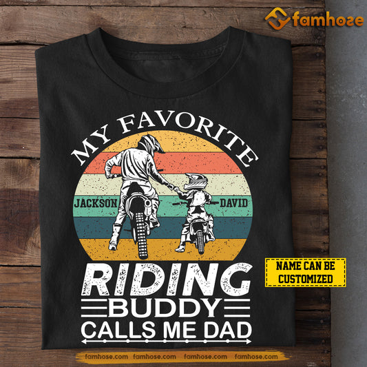 Personalized Motocross Dad Boy T-shirt, My Favorite Riding Buddy Calls Me Dad Tees Father's Day Gift For Motocross Lovers