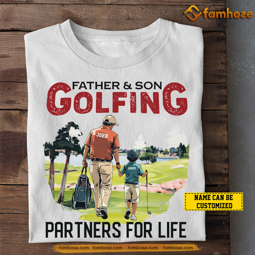 Personalized Golf Dad Son T-shirt, Father & Son Golfing Partners For Life Sport Tee Father's Day Gift For Golf Lovers