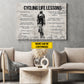 Vintage Personalized Cycling Canvas Painting, Cycling Life Lessons Cool Quotes Wall Art Decor, Poster Gift For Cycling Lovers