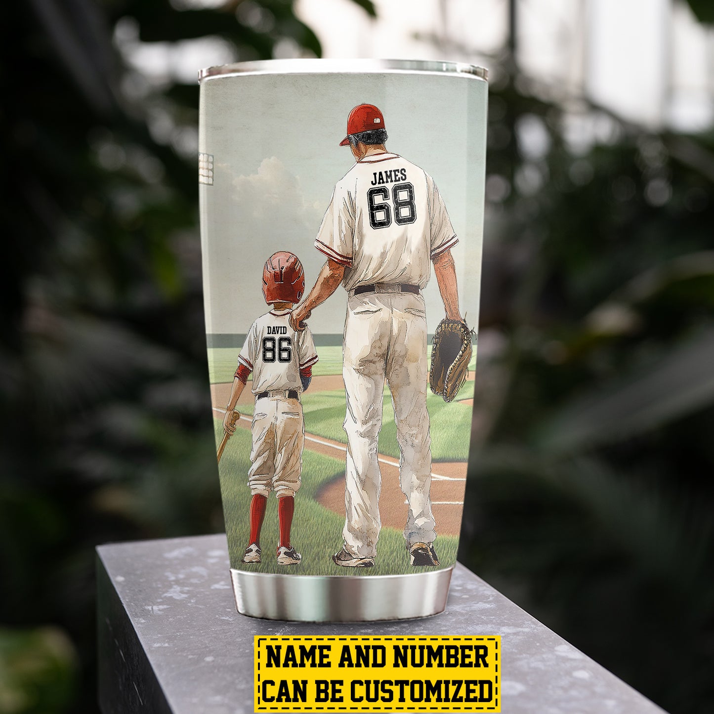 Personalized Baseball Dad Son Tumbler, Dear Dad Thank You Stainless Steel Tumbler, Father's Day Gift For Baseball Lovers