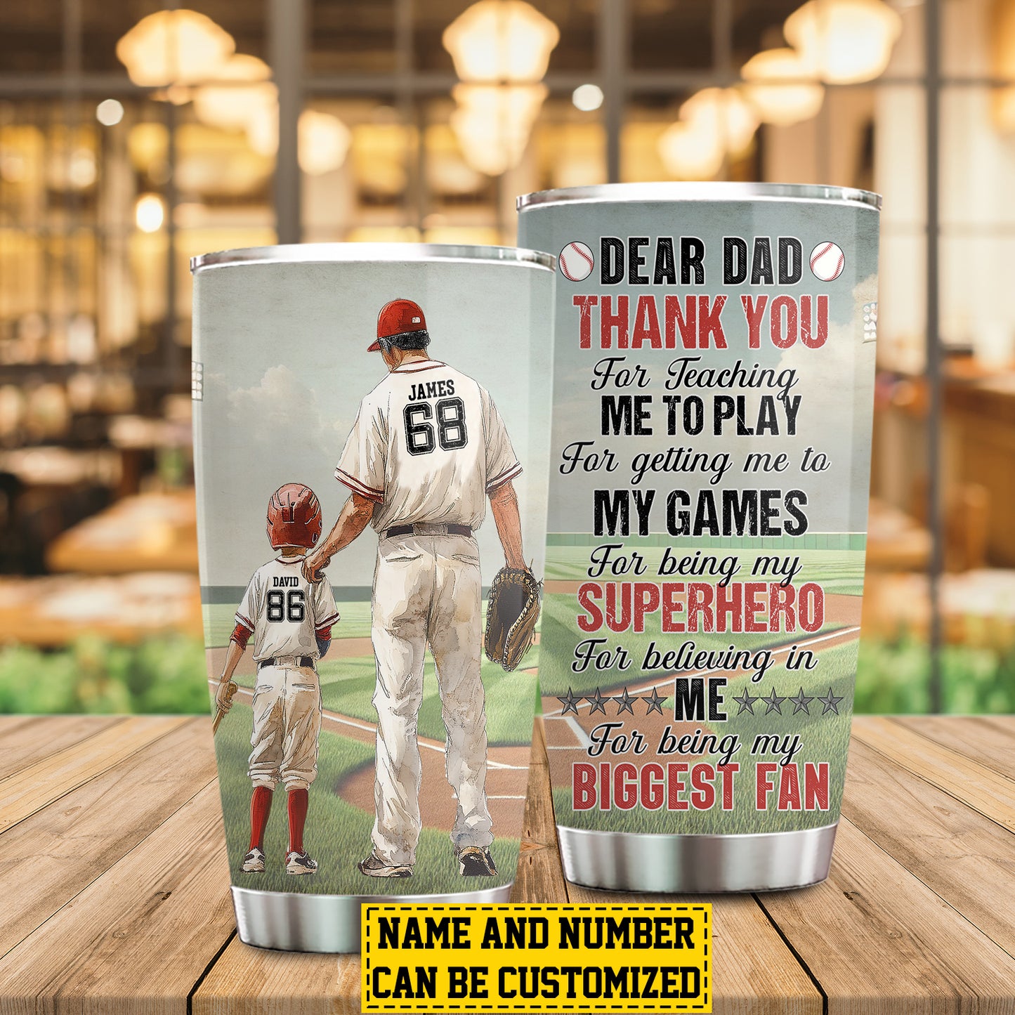 Personalized Baseball Dad Son Tumbler, Dear Dad Thank You Stainless Steel Tumbler, Father's Day Gift For Baseball Lovers