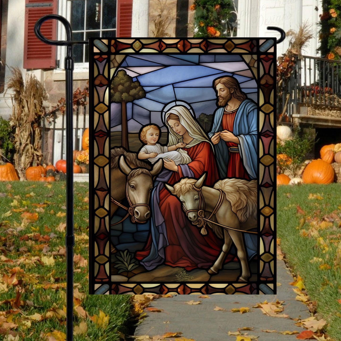 The Holy Family's Tender Moment, Christmas Garden Flag - House Flag, Nativity Religious Winter Jesus Christians Flag Gift