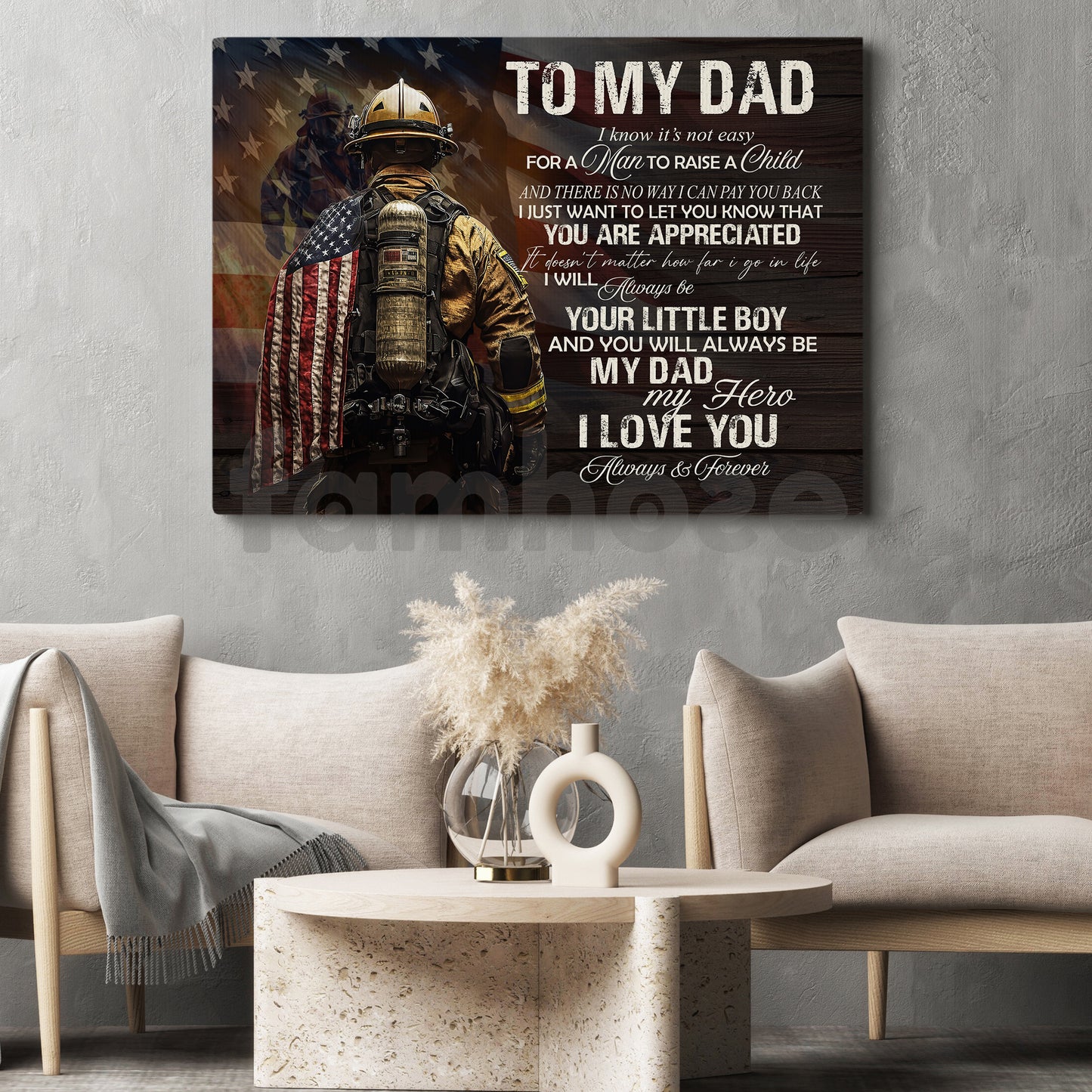 Firefighter Canvas Painting, To My Dad I Know It's Not Easy Wall Art Decor, Poster Father's Day Gift For Fireman, Firefighter Lovers