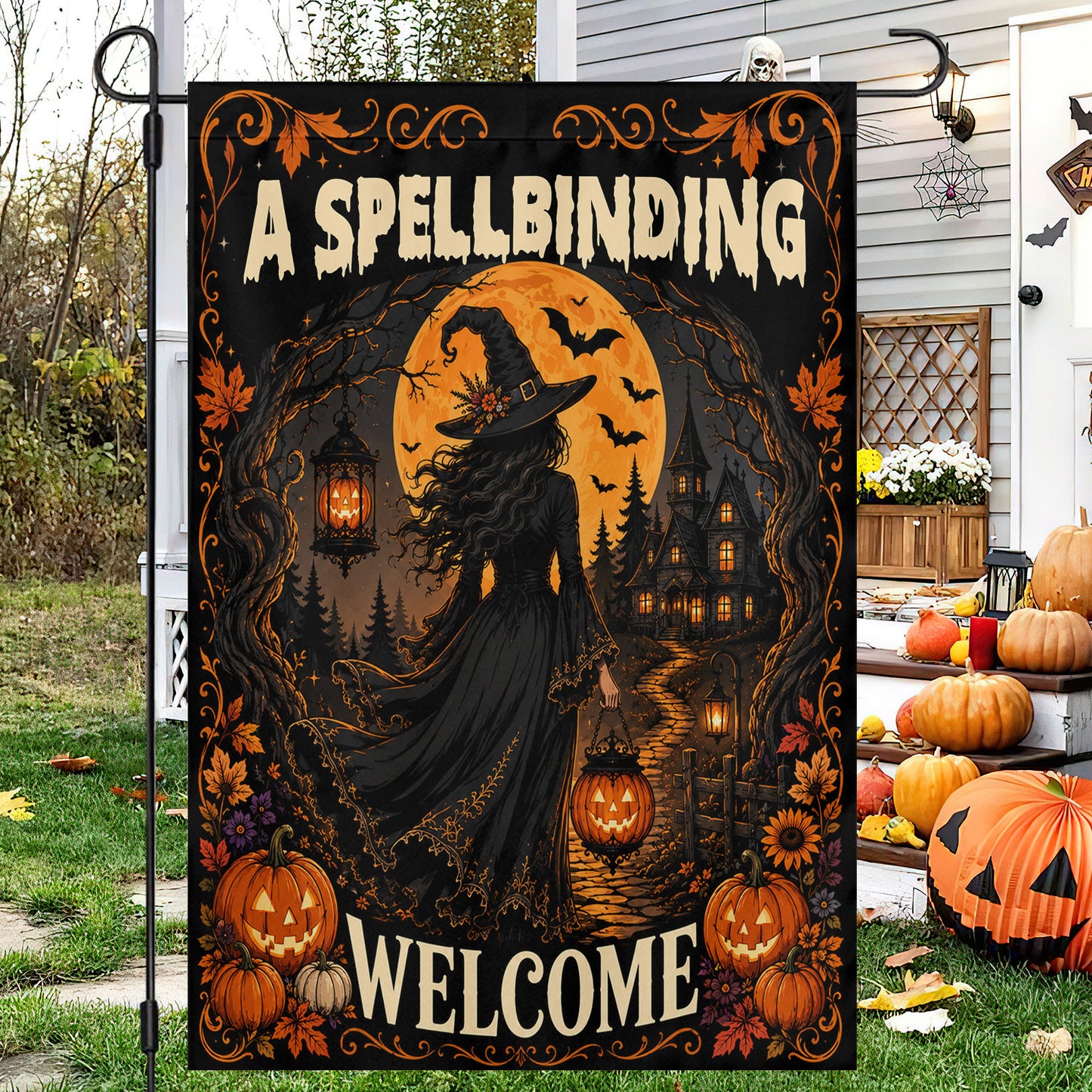 Halloween Witch Garden & House Flag, A Spellbinding Welcome Yard Flag, Spooky Season Gift For Witch Lover