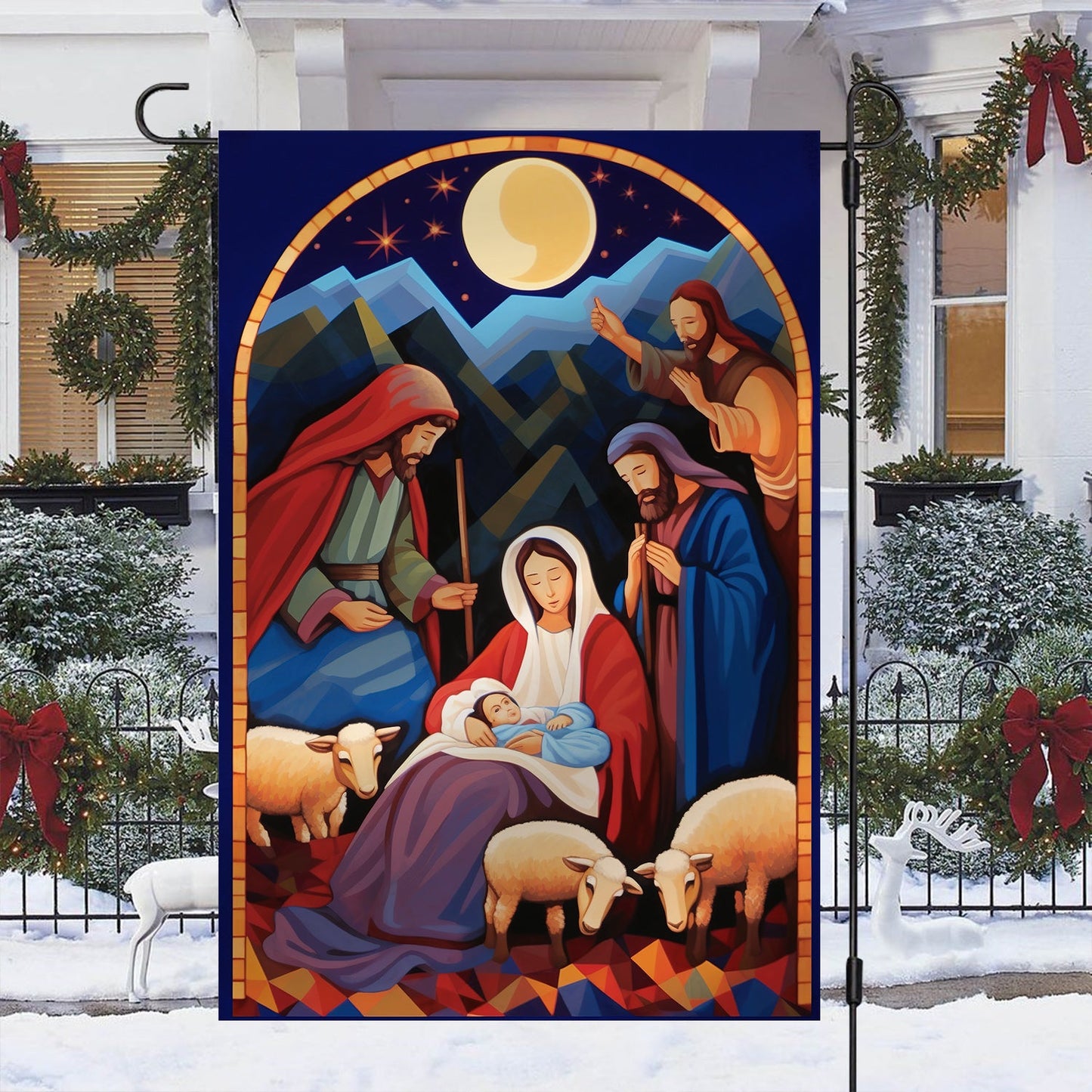 Holy Family Night Nativity A Celebration of the Holy Birth, Christmas Garden Flag - House Flag, Nativity Religious Winter Jesus Christians Flag Gift