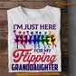 Cheerleading T-shirt, I'm Just Here For My Flipping Granddaughter Tee Gift For Cheerleader, Cheerleading Lovers