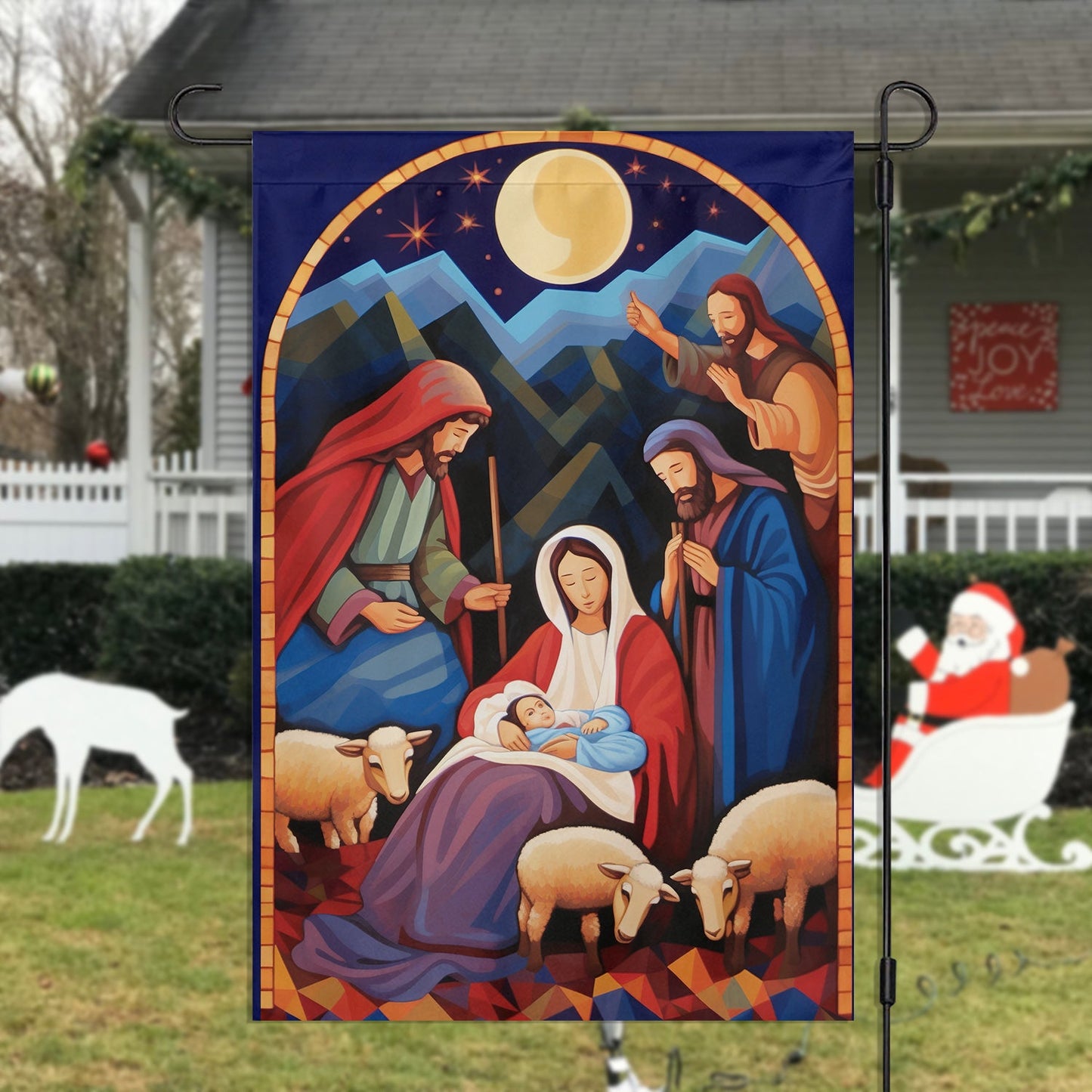 Holy Family Night Nativity A Celebration of the Holy Birth, Christmas Garden Flag - House Flag, Nativity Religious Winter Jesus Christians Flag Gift