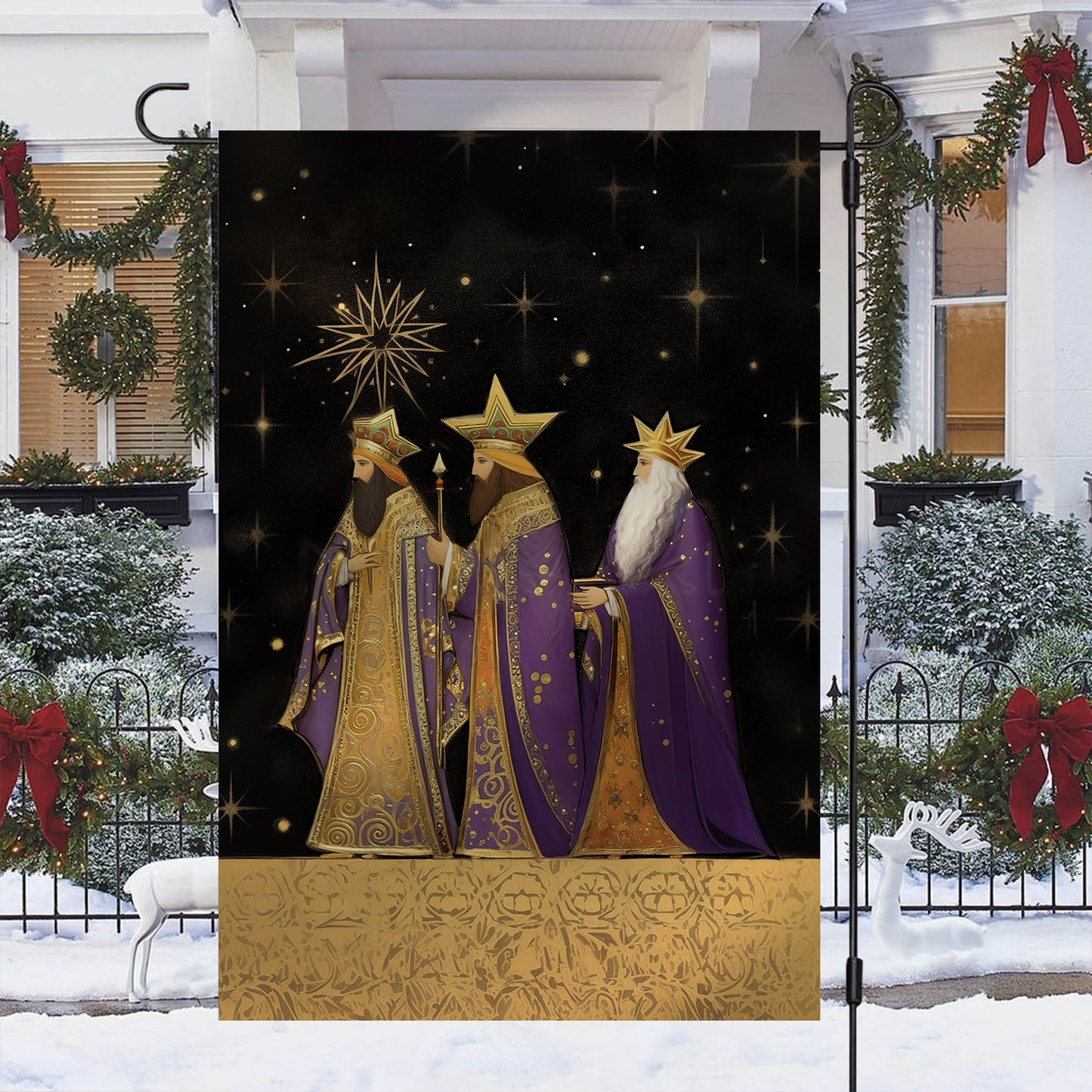 The Majestic Journey Of he Three Wise Men, Christmas Garden Flag - House Flag, Nativity Religious Winter Christians Flag Gift