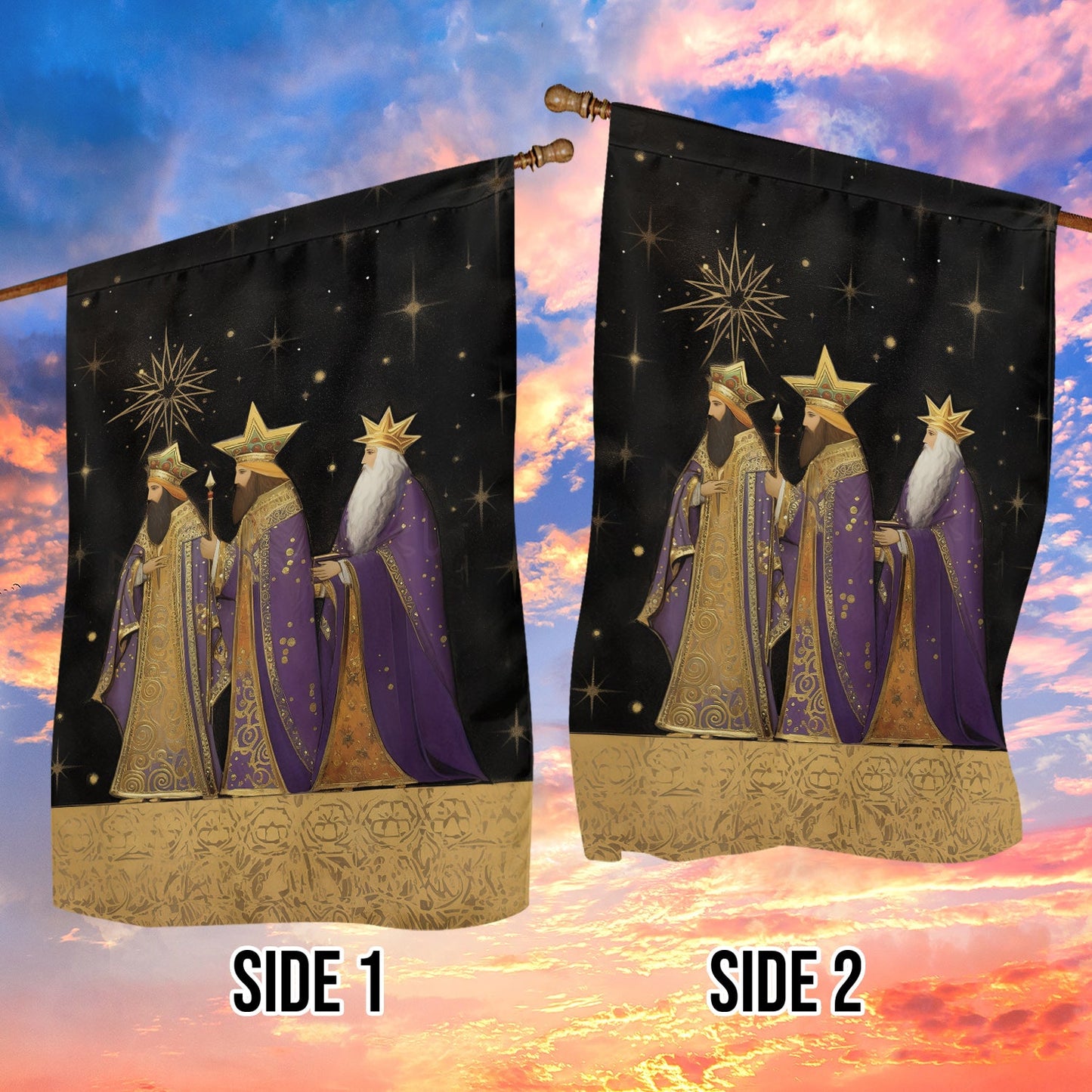 The Majestic Journey Of he Three Wise Men, Christmas Garden Flag - House Flag, Nativity Religious Winter Christians Flag Gift