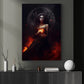 Mythical Moon Witch In Dark Vintage Canvas Art Print - Magical Witch Under Moon Poster Print