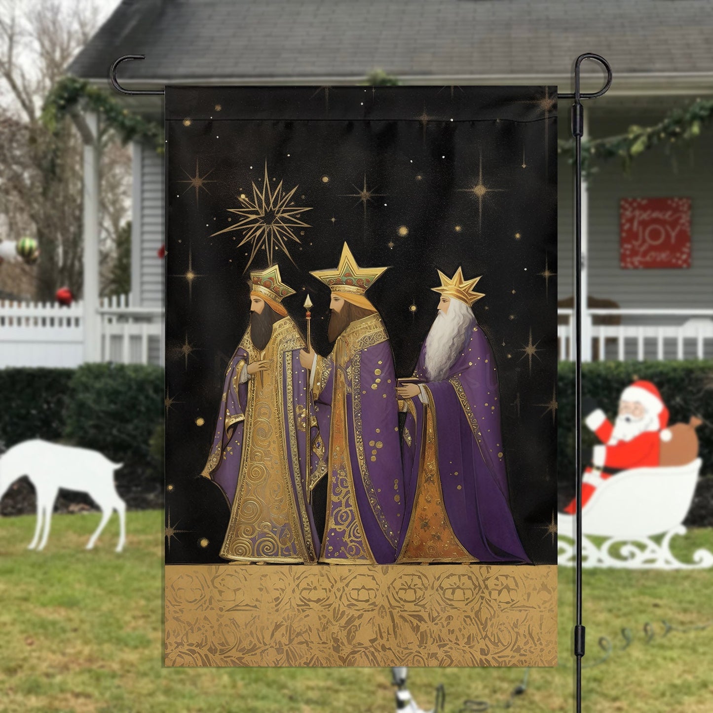 The Majestic Journey Of he Three Wise Men, Christmas Garden Flag - House Flag, Nativity Religious Winter Christians Flag Gift