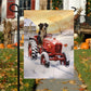 A Loyal Dog Drive The Red Tractor, Christmas Garden Flag - House Flag, Christmas Flag Gift For Dog Lovers, Dog Flag