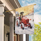 A Loyal Dog Drive The Red Tractor, Christmas Garden Flag - House Flag, Christmas Flag Gift For Dog Lovers, Dog Flag