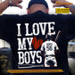 Personalized Baseball Dad Boy Backside T-shirt, I Love My Boys Sport Tees Father's Day Gift For Baseball Lovers