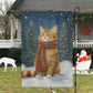 Cute Cat Wearing Scarf Alone Between The Forest Winter, Christmas Garden Flag - House Flag, Christmas Flag Gift For Cat Lovers, Cat Flag