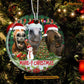 Funny Christmas Horse Ornament, Marey Christmas Santa Hats Gift For Horse Lovers, Circle Ceramic Ornament