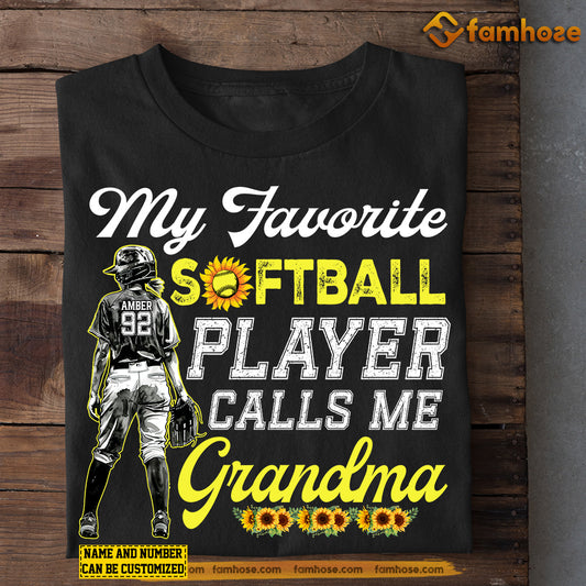 Personalized Softball Girl T-shirt, My Favorite Softball Player Calls Me Grandma, Mother's Day Gift For Softball Lovers, Softball Players