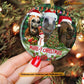 Funny Christmas Horse Ornament, Marey Christmas Santa Hats Gift For Horse Lovers, Circle Ceramic Ornament