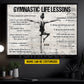 Motivational Gymnastic Girl Canvas Painting, Gymnastic Life Lessons Wall Art Decor, Poster Gift For Gymnastics Lovers