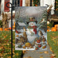 A Snowman's Festive Gathering, Christmas Garden Flag - House Flag, Christmas Flag Gift For Snowman Lovers, Snowman Flag