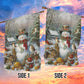 A Snowman's Festive Gathering, Christmas Garden Flag - House Flag, Christmas Flag Gift For Snowman Lovers, Snowman Flag