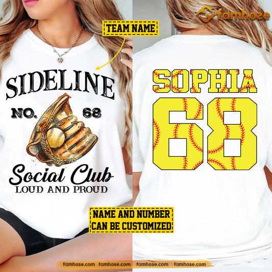 Personalized Softball Girl Two-sided T-shirt, Sideline Social Club Tee Gift For Softball Lovers